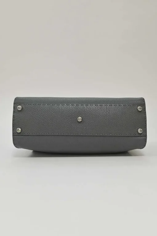 Charcoal grained leather Peekaboo Iconic satchel with detachable shoulder strap