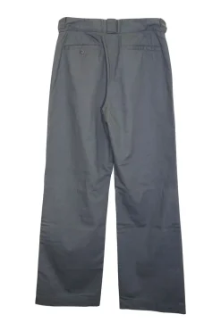 Charcoal linen-blend twill mid-rise tailored straight-leg trousers