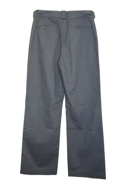 Charcoal linen-blend twill mid-rise tailored straight-leg trousers