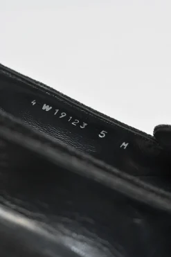 Charcoal melton-bonded leather square-toe mid-heel loafers
