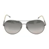 Charcoal metal and polycarbonate gradient double-bridge aviator sunglasses