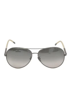 Charcoal metal and polycarbonate gradient double-bridge aviator sunglasses