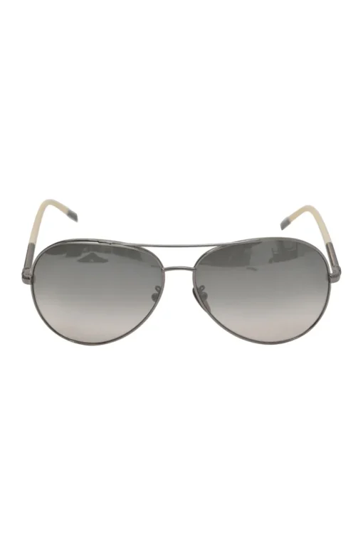 Charcoal metal and polycarbonate gradient double-bridge aviator sunglasses