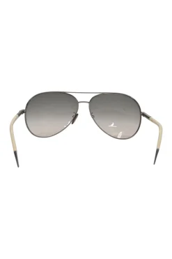 Charcoal metal and polycarbonate gradient double-bridge aviator sunglasses