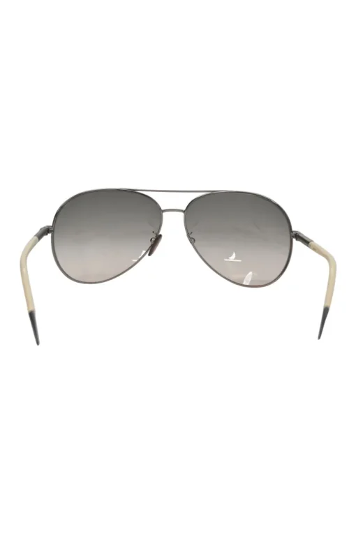 Charcoal metal and polycarbonate gradient double-bridge aviator sunglasses