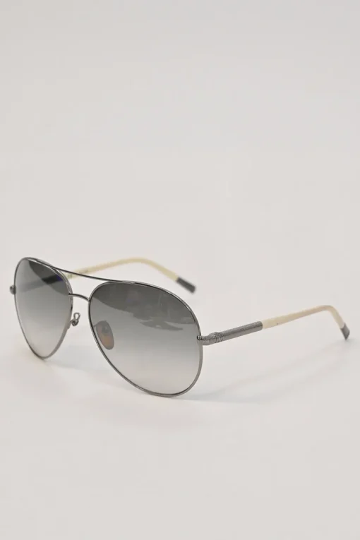 Charcoal metal and polycarbonate gradient double-bridge aviator sunglasses