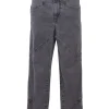 Charcoal paneled cotton denim Eloisa pull-on high-rise straight-leg jeans