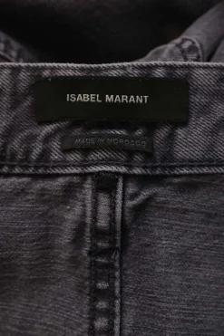Charcoal paneled cotton denim Eloisa pull-on high-rise straight-leg jeans