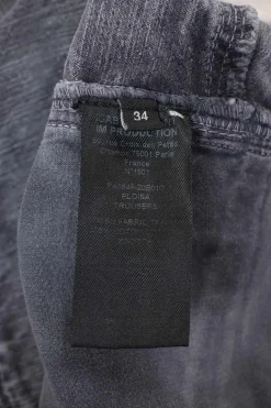 Charcoal paneled cotton denim Eloisa pull-on high-rise straight-leg jeans