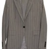Charcoal pinstripe wool-blend Etienette single breasted notch lapel and cropped skinny trouser suit