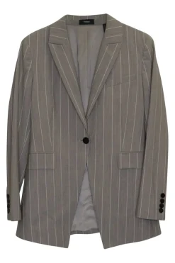 Charcoal pinstripe wool-blend Etienette single breasted notch lapel and cropped skinny trouser suit