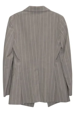 Charcoal pinstripe wool-blend Etienette single breasted notch lapel and cropped skinny trouser suit