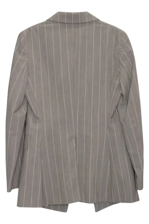 Charcoal pinstripe wool-blend Etienette single breasted notch lapel and cropped skinny trouser suit