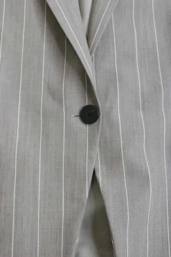 Charcoal pinstripe wool-blend Etienette single breasted notch lapel and cropped skinny trouser suit
