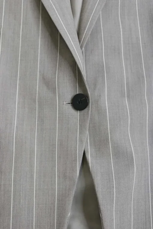 Charcoal pinstripe wool-blend Etienette single breasted notch lapel and cropped skinny trouser suit