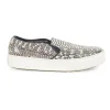 Charcoal snakeskin-embossed leather and rubber slip-on sneakers