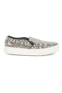 Charcoal snakeskin-embossed leather and rubber slip-on sneakers