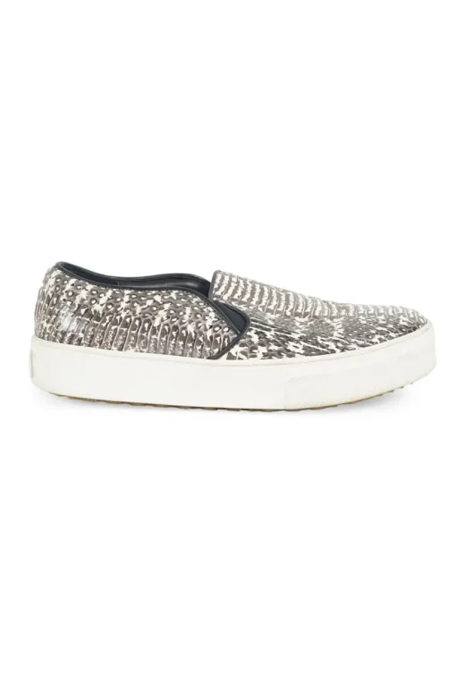 Charcoal snakeskin-embossed leather and rubber slip-on sneakers