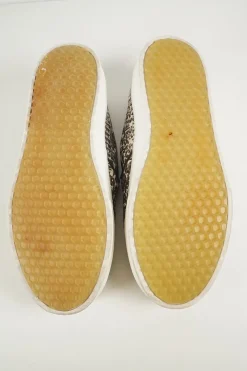 Charcoal snakeskin-embossed leather and rubber slip-on sneakers