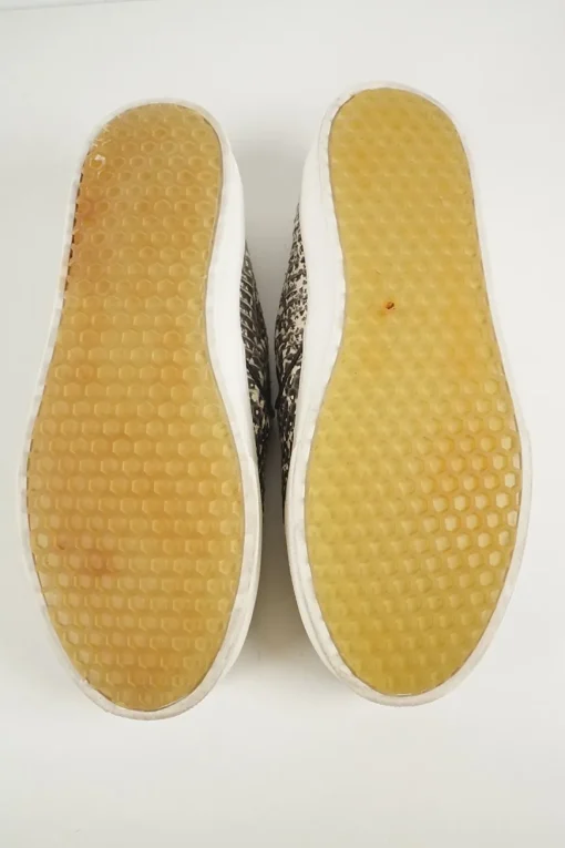 Charcoal snakeskin-embossed leather and rubber slip-on sneakers