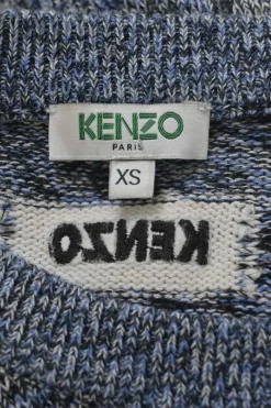 Charcoal space-dyed crewneck pullover logo sleeve sweater featuring novelty patch appliqué