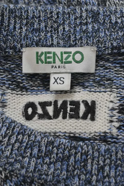 Charcoal space-dyed crewneck pullover logo sleeve sweater featuring novelty patch appliqué