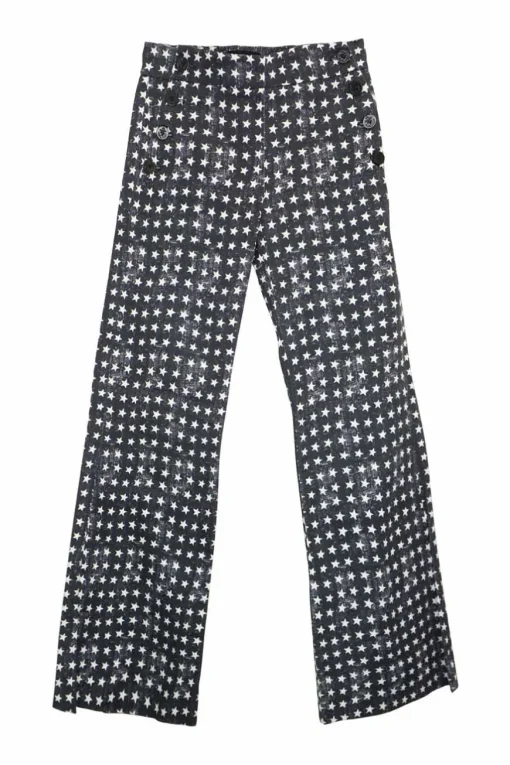 Charcoal star-print cotton-blend brushed twill double breasted 70's-style two-piece casual suit set