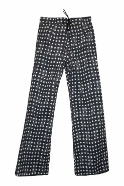 Charcoal star-print cotton-blend brushed twill double breasted 70's-style two-piece casual suit set