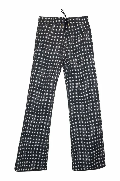 Charcoal star-print cotton-blend brushed twill double breasted 70's-style two-piece casual suit set