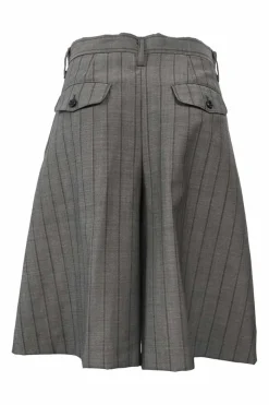 Charcoal striped wool mélange pleat-front tailored bermudas