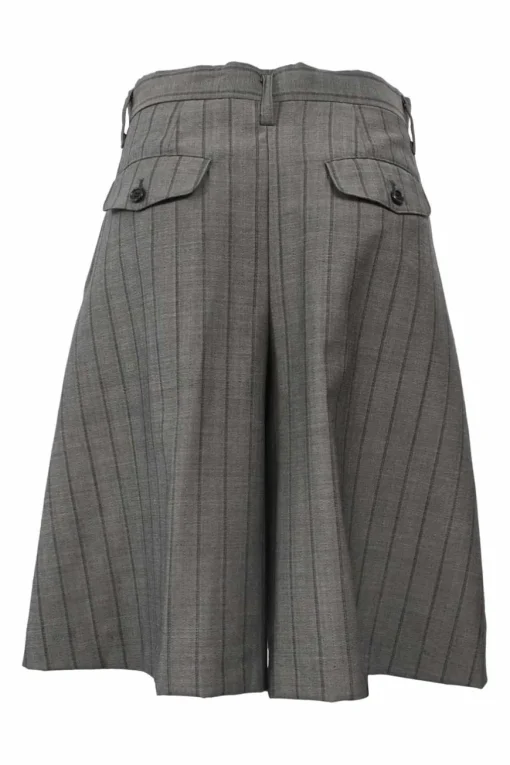 Charcoal striped wool mélange pleat-front tailored bermudas
