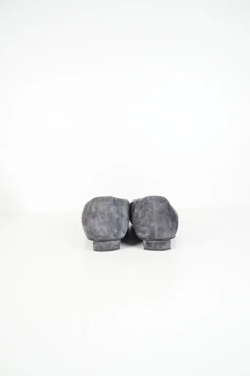 Charcoal suede Belle buckle court shoes