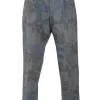 Charcoal wool floral print mélange pull-on straight-leg pleat-front trousers