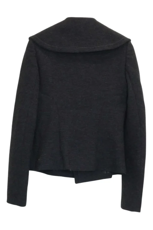 Charcoal wool-blend double breasted oversized notch collar cropped jacket