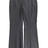 Charcoal wool-blend low-rise flared trousers