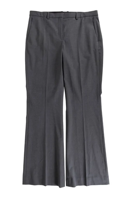 Charcoal wool-blend low-rise flared trousers