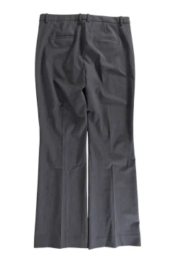 Charcoal wool-blend low-rise flared trousers