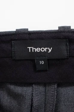 Charcoal wool-blend low-rise flared trousers