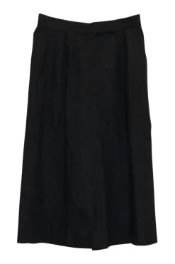 Charcoal wool-blend tweed pull-on high-rise tailored culottes