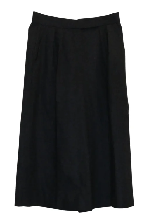 Charcoal wool-blend tweed pull-on high-rise tailored culottes