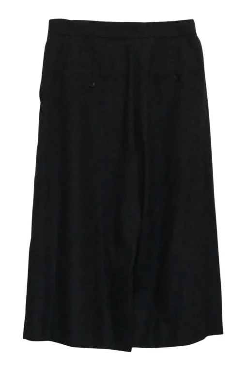 Charcoal wool-blend tweed pull-on high-rise tailored culottes