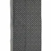 Charcoal wool-silk blend monogram jacquard fringe shawl