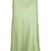 Chartreuse green silk midi skirt with elasticised waist