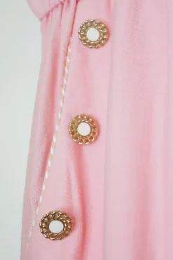 Cherry blossom rayon-blend high waist pull-on slit leg piped wide-leg pants with shank button details