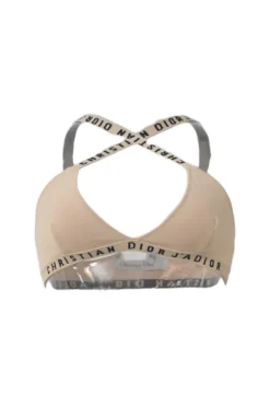 Chez Moi Essentials neutral viscose-blend bralette and brief set featuring 'CHRISTIAN DIOR J'ADIOR' band
