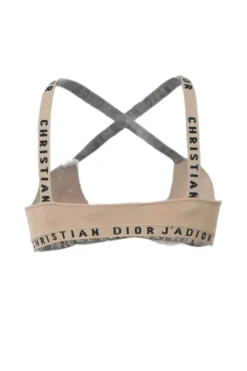 Chez Moi Essentials neutral viscose-blend bralette and brief set featuring 'CHRISTIAN DIOR J'ADIOR' band