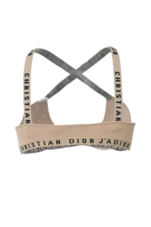 Chez Moi Essentials neutral viscose-blend bralette and brief set featuring 'CHRISTIAN DIOR J'ADIOR' band