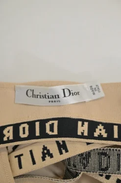 Chez Moi Essentials neutral viscose-blend bralette and brief set featuring 'CHRISTIAN DIOR J'ADIOR' band