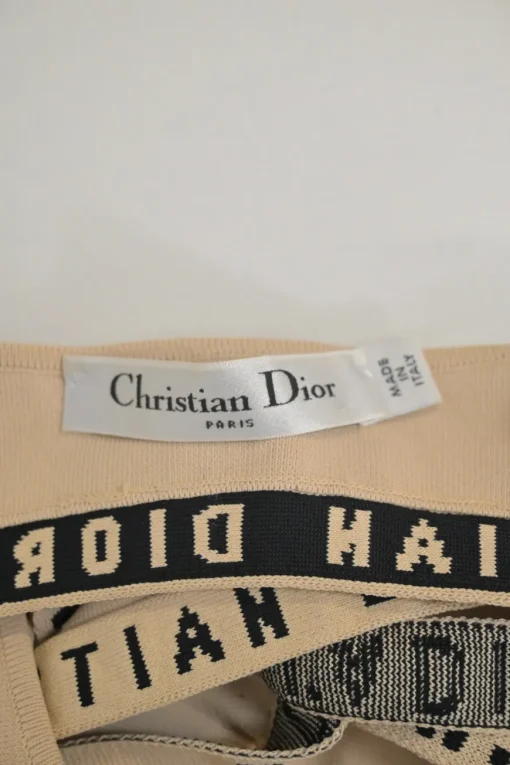 Chez Moi Essentials neutral viscose-blend bralette and brief set featuring 'CHRISTIAN DIOR J'ADIOR' band