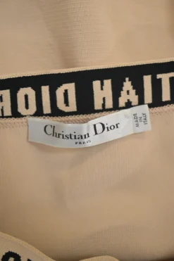 Chez Moi Essentials neutral viscose-blend bralette and brief set featuring 'CHRISTIAN DIOR J'ADIOR' band